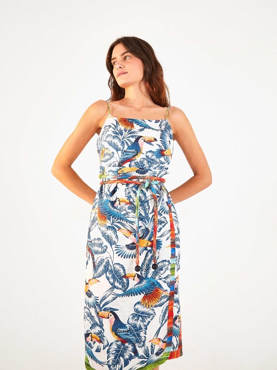 FARM Rio Dresses & Skirts - FLYING TOUCANS OPEN BACK MIDI DRESS